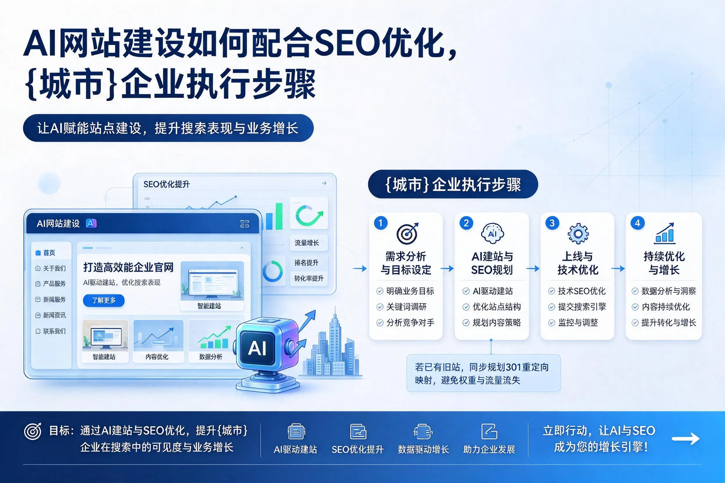 AI网站建设如何配合SEO优化，宁夏企业执行步骤