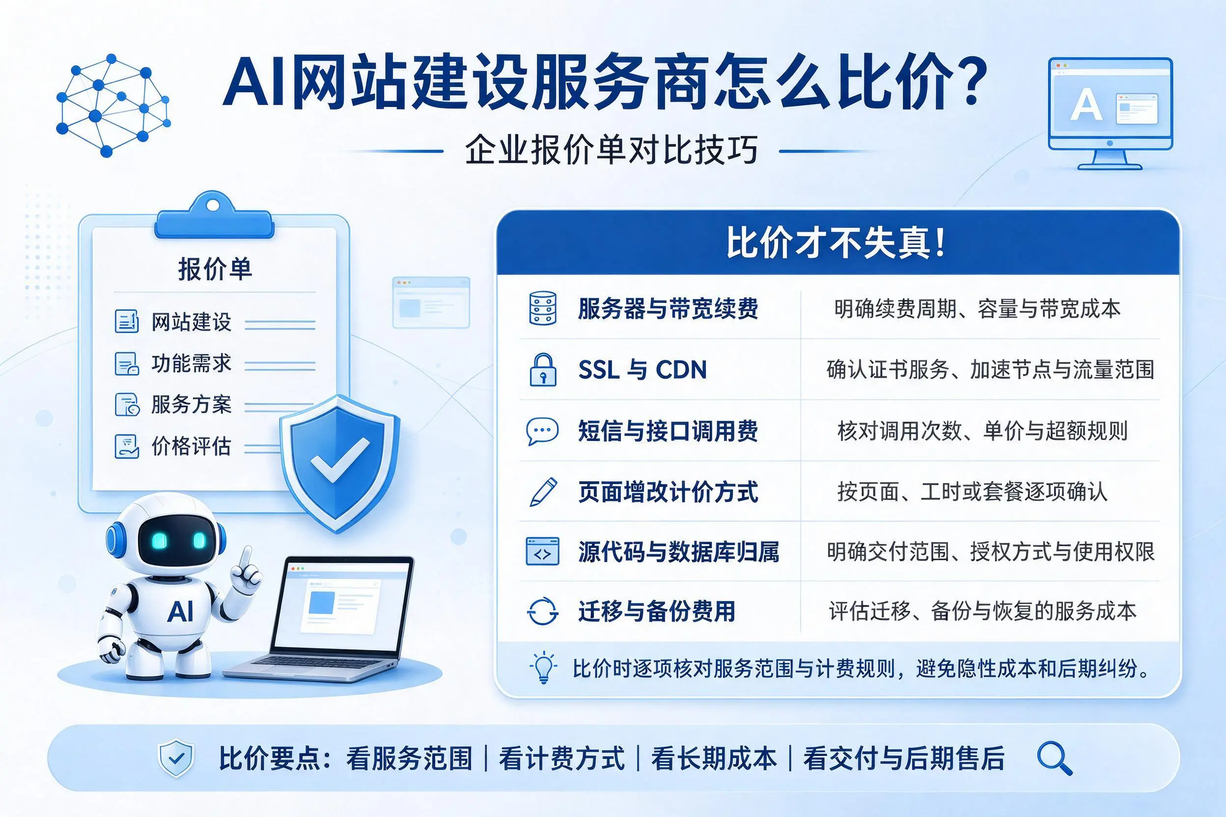 AI网站建设服务商怎么比价？宁夏企业报价单对比技巧