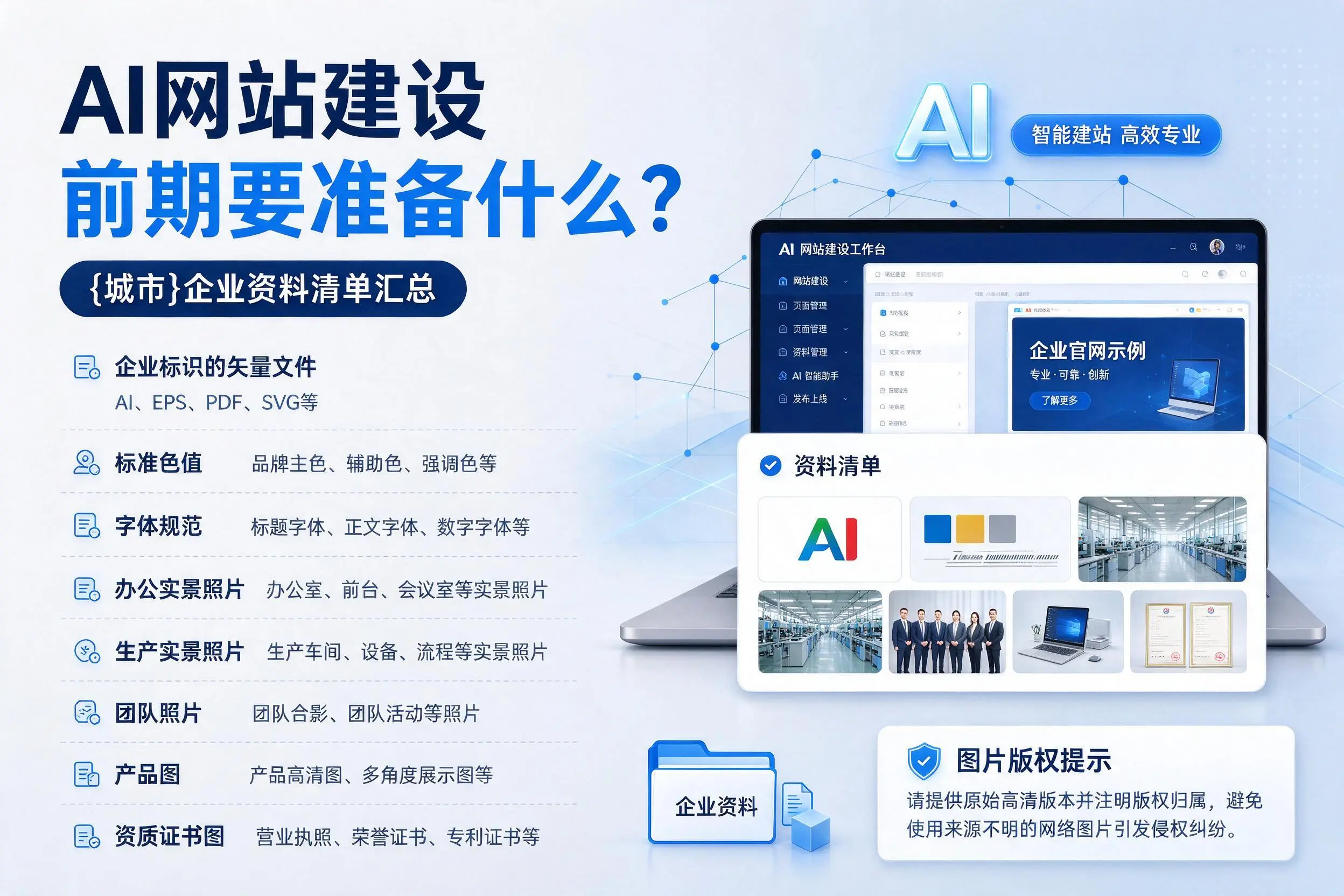 AI网站建设前期要准备什么？宁夏企业资料清单汇总